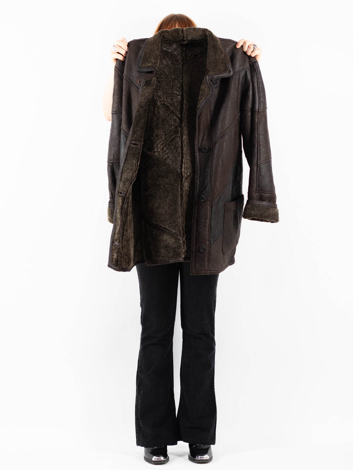 Vintage 90's Women Sheepskin Coat in BrownV9751