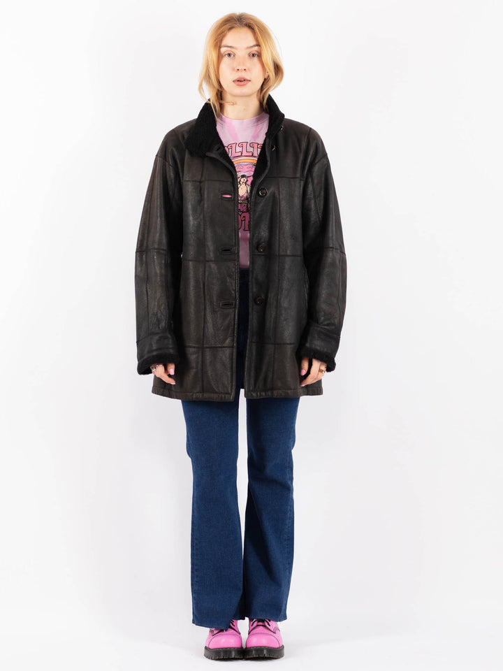 Vintage 00's Women Sheepskin Coat in BlackV9545