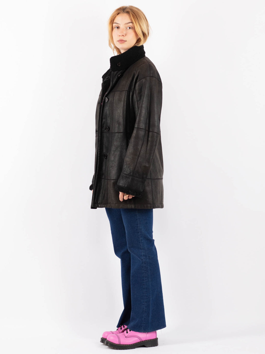 Vintage 00's Women Sheepskin Coat in BlackV9545