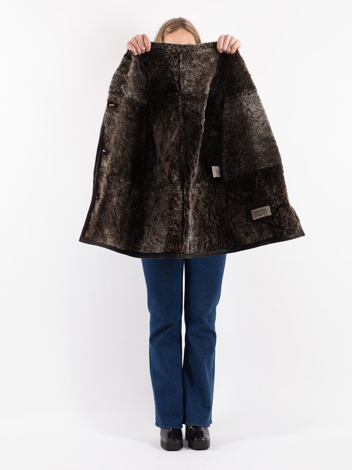 Vintage 90's Women Sheepskin Coat in Brown