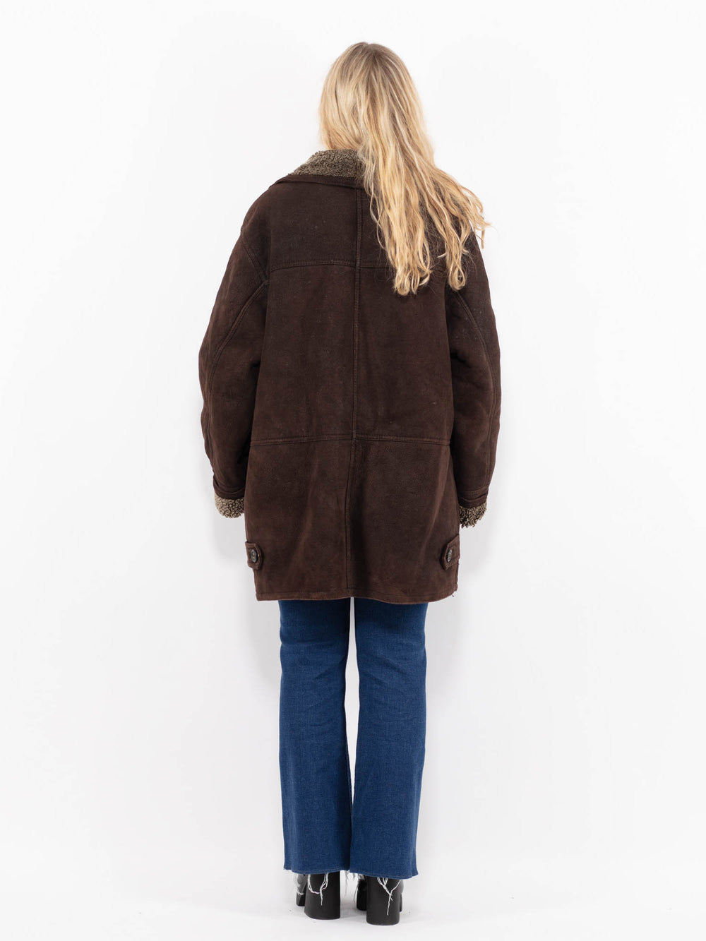 Vintage 90's Women Sheepskin Coat in BrownA0986