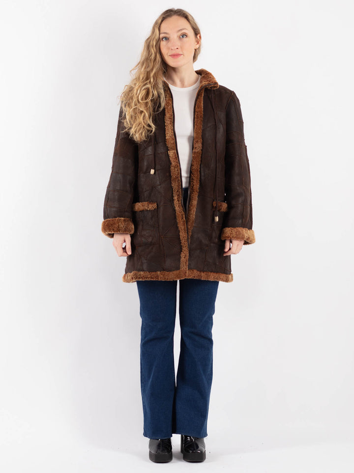 Vintage 90's Women Sheepskin Coat in BrownV9139