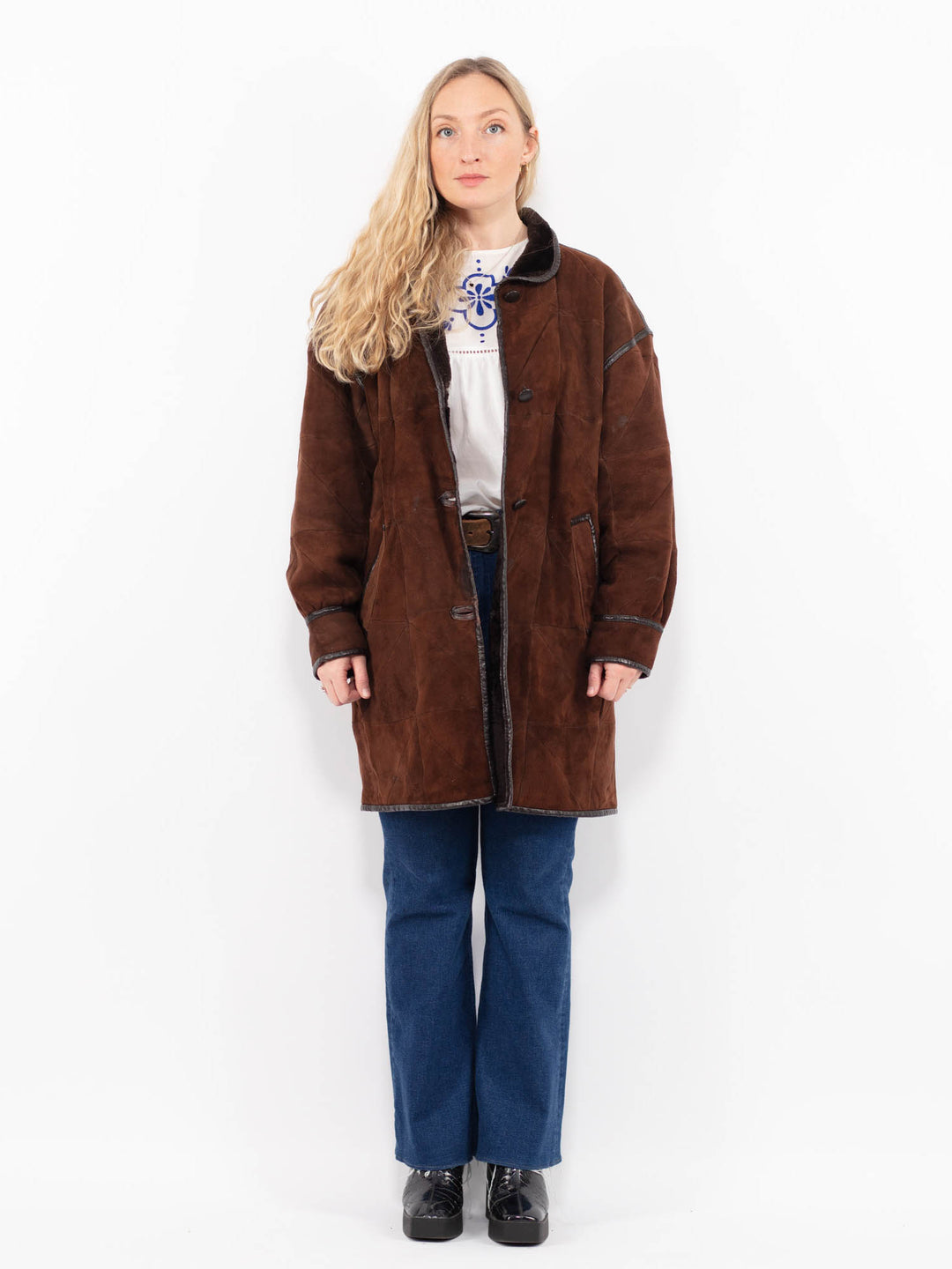 Vintage 90's Women Sheepskin Coat in BrownA0987