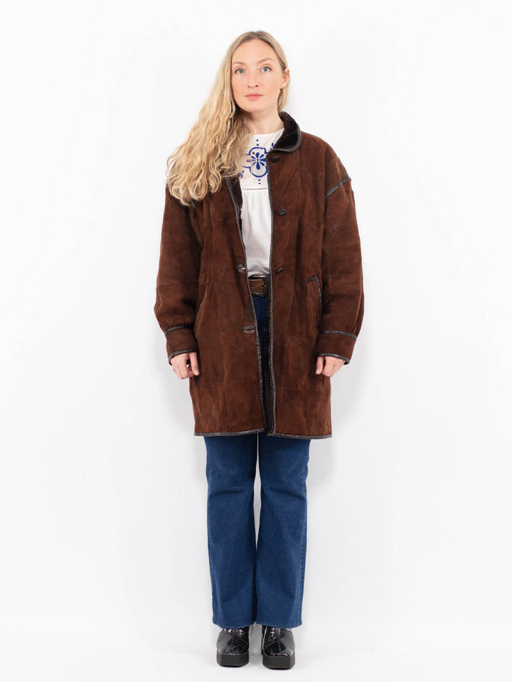 Vintage 90's Women Sheepskin Coat in BrownA0987