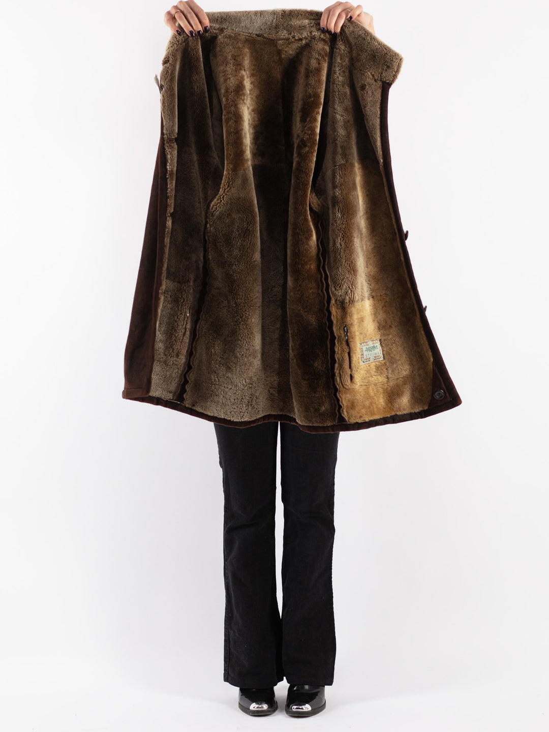 Vintage 90's Women Sheepskin Coat in Brown