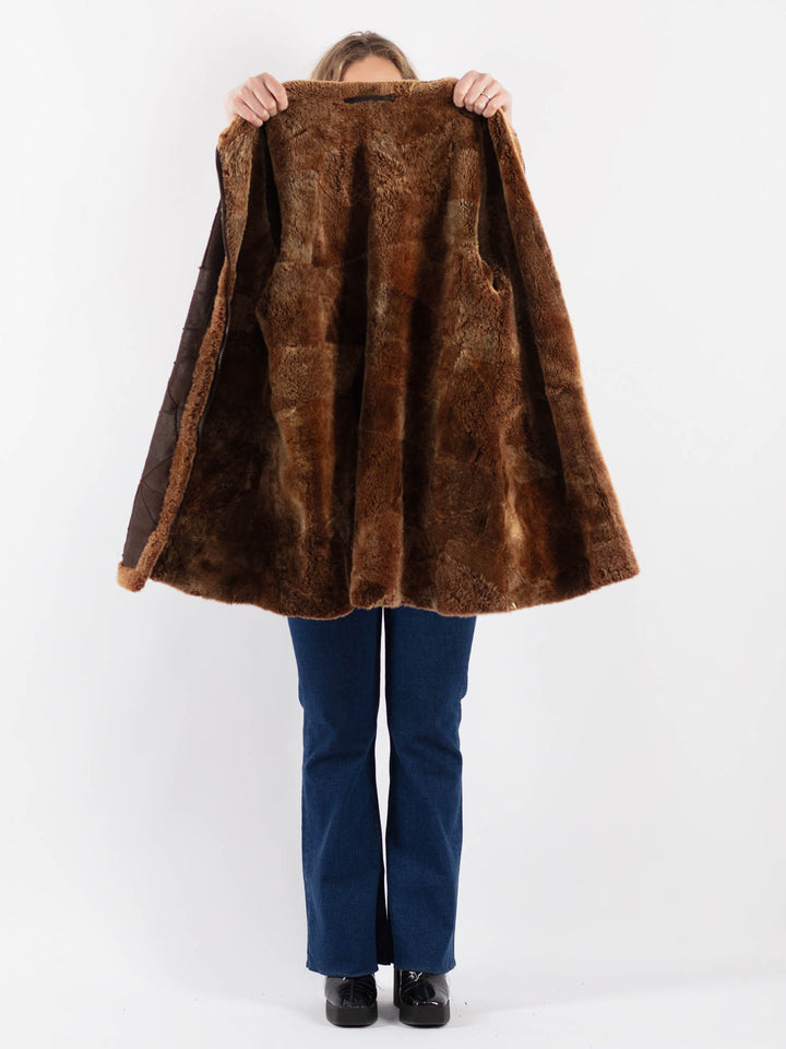 Vintage 90's Women Sheepskin Coat in BrownV9139