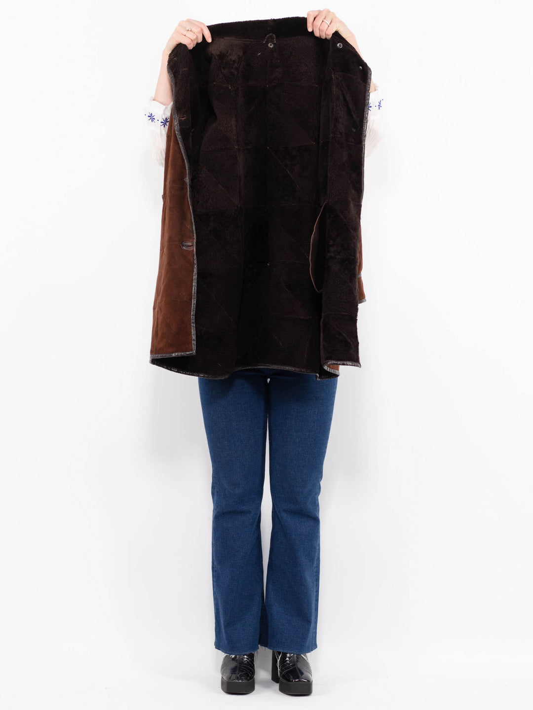 Vintage 90's Women Sheepskin Coat in BrownA0987