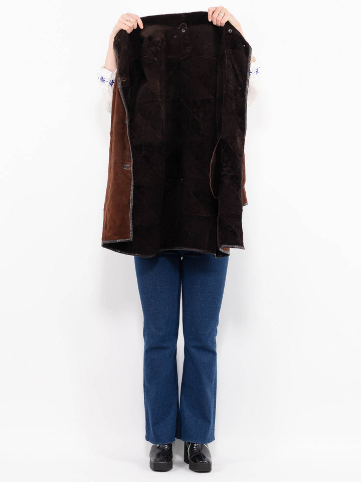 Vintage 90's Women Sheepskin Coat in BrownA0987