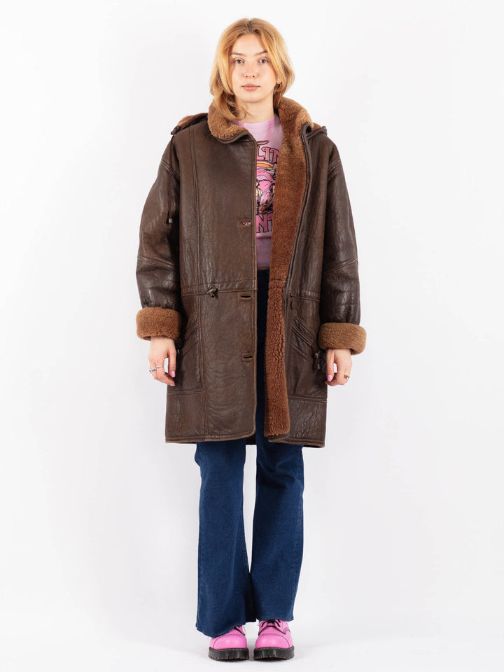 Vintage 90's Women Sheepskin Coat in BrownV9547