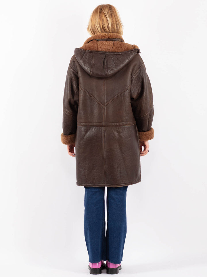Vintage 90's Women Sheepskin Coat in BrownV9547