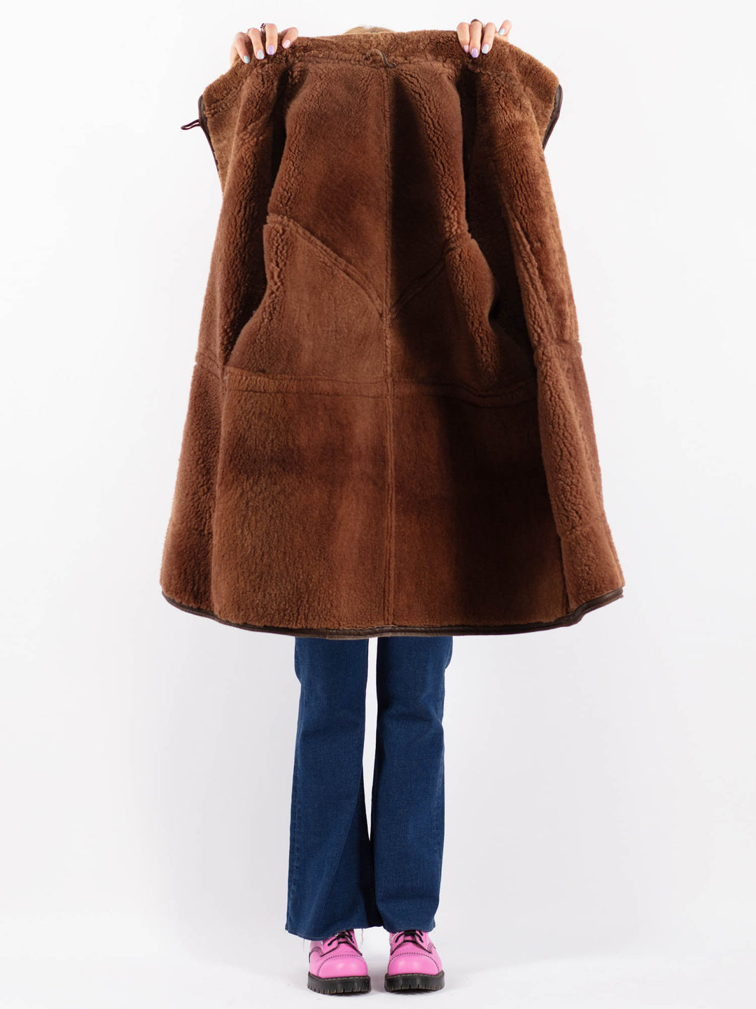 Vintage 90's Women Sheepskin Coat in BrownV9547