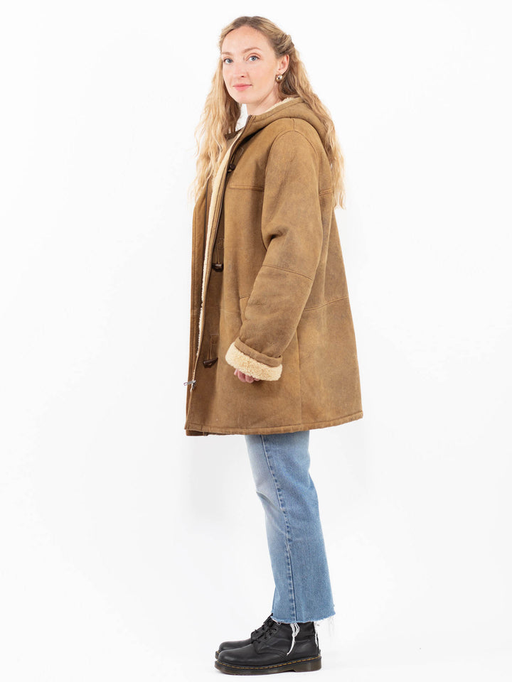 Vintage 90's Women Sheepskin Coat in BeigeA0258