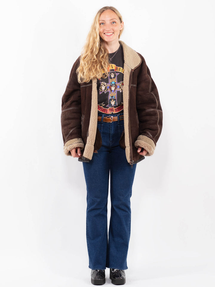 Vintage 90's Women Sheepskin c in BrownA0362