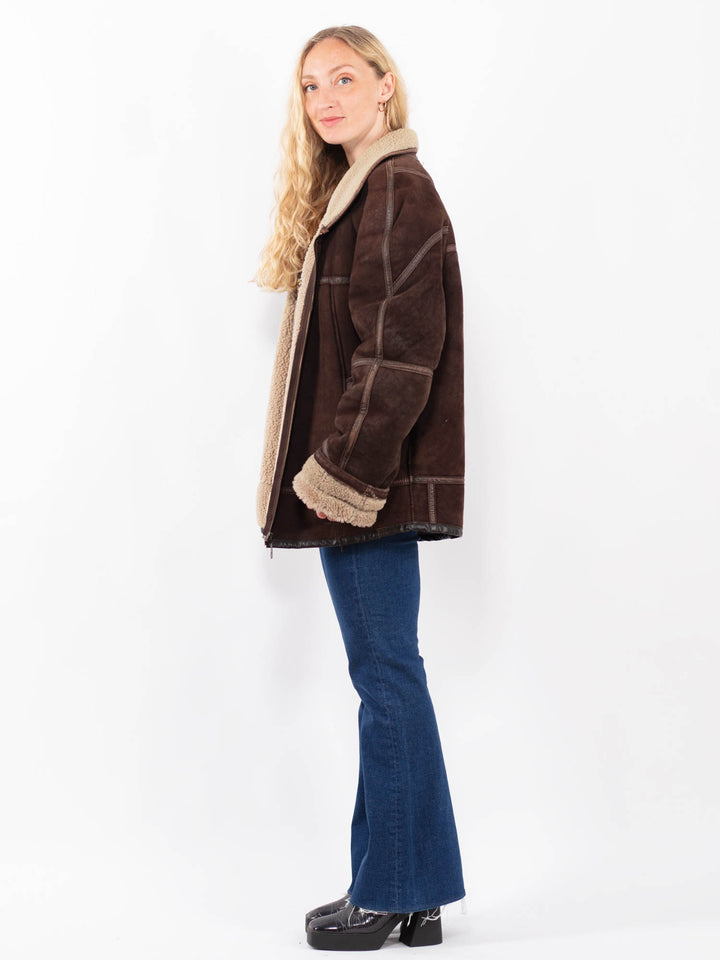 Vintage 90's Women Sheepskin c in BrownA0362