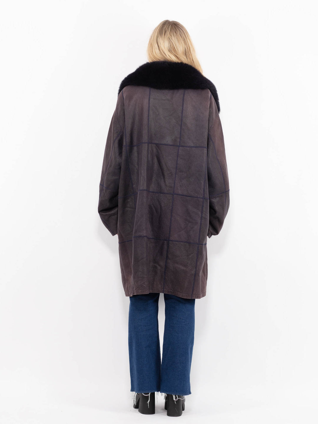 Vintage 90's Women Sheepskin Coat in PurpleA0991