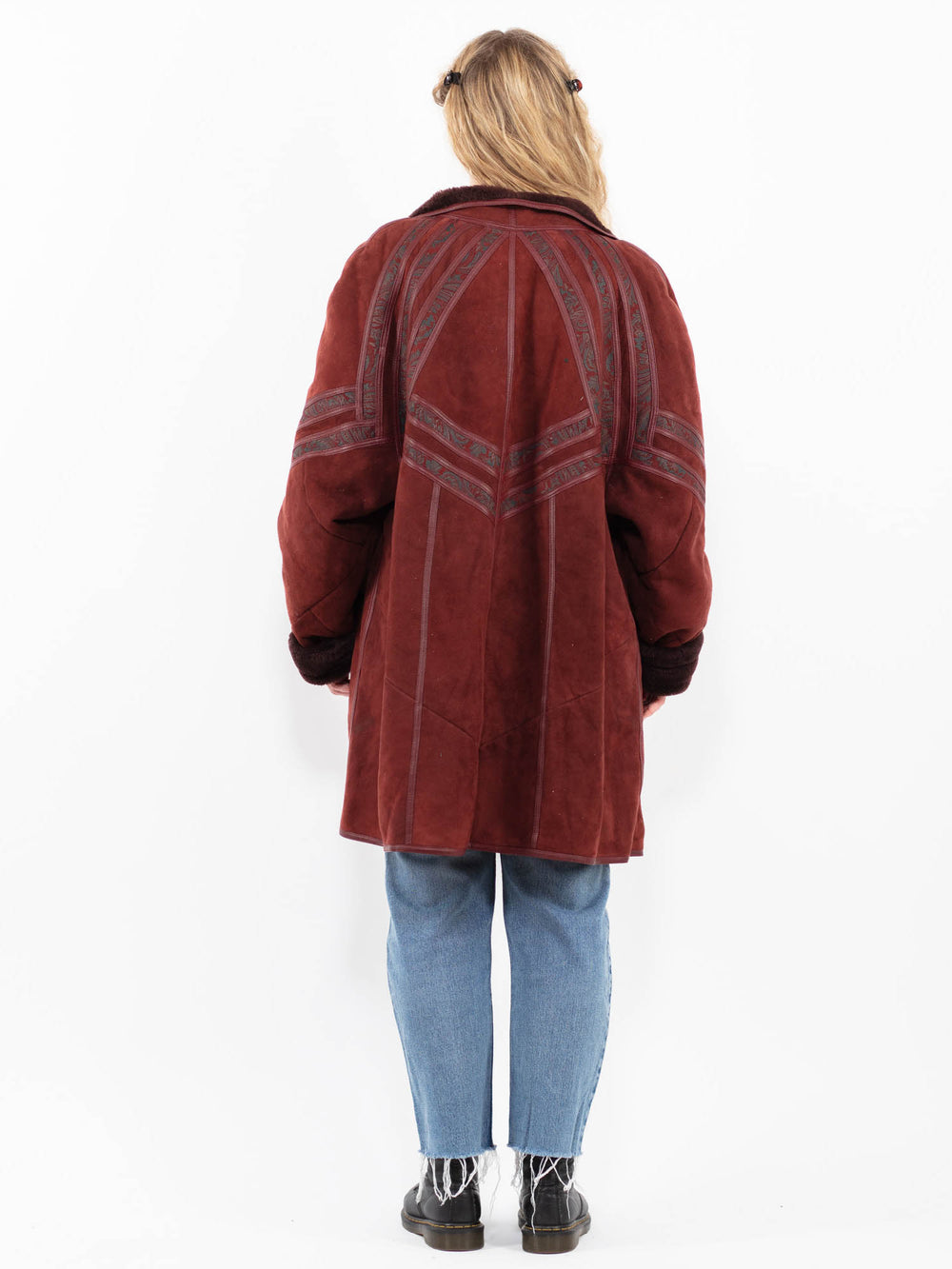 Vintage 90's Women Sheepskin Coat in RedA0259