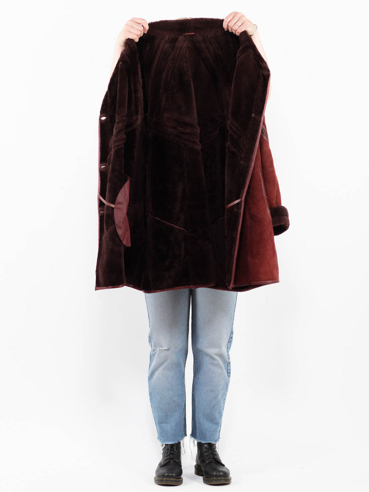 Vintage 90's Women Sheepskin Coat in RedA0259