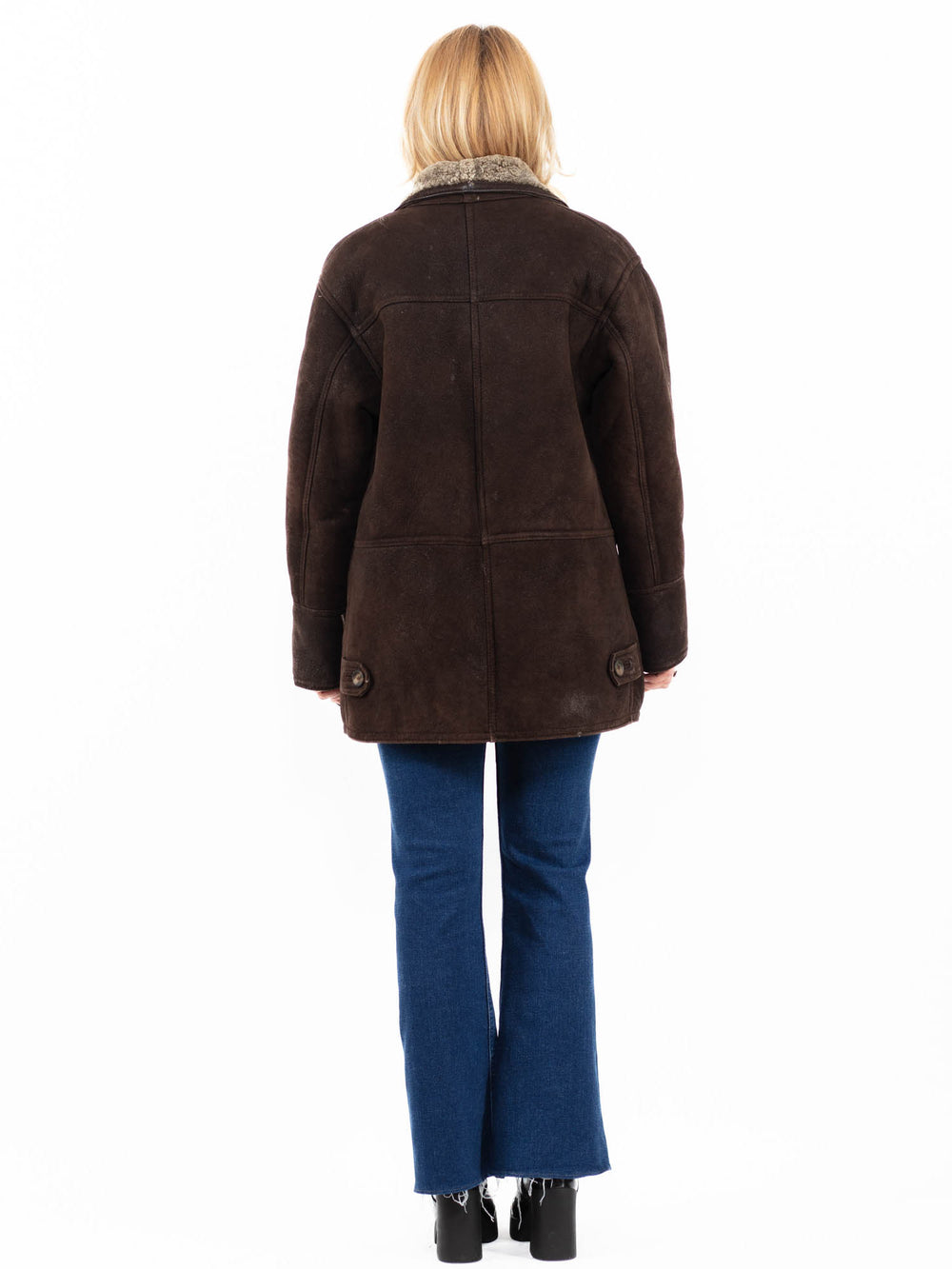 Vintage 90's Women Sheepskin Coat in BrownA0053