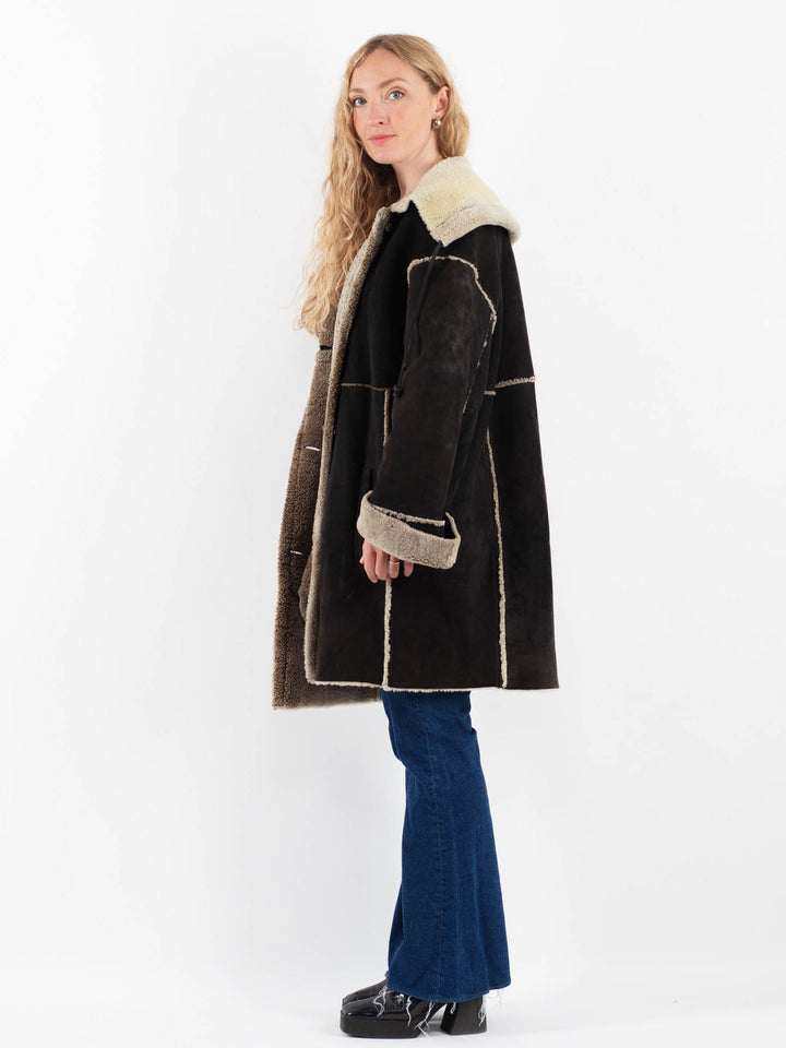 Vintage 90's Women Sheepskin Coat in BlackV9862