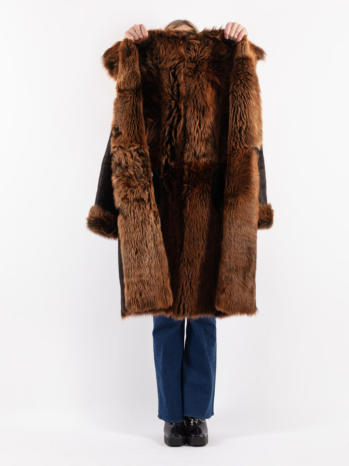 Vintage 90's Women Sheepskin Coat in Black