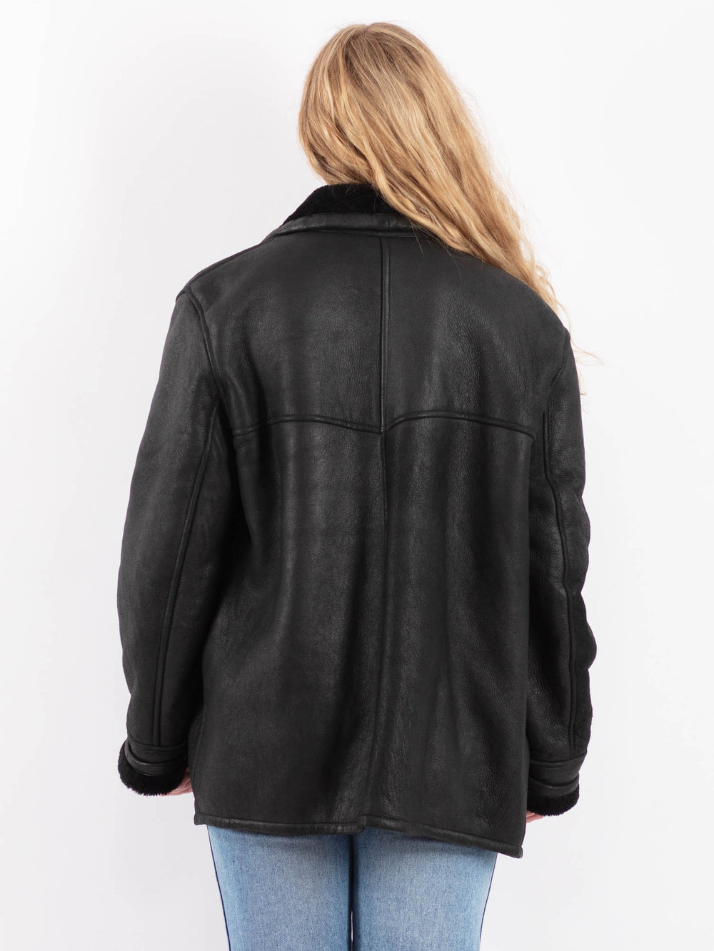 Vintage 90's Women Sheepskin Coat in BlackV9455