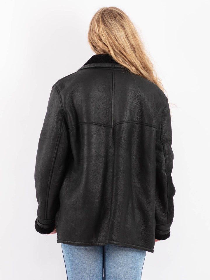 Vintage 90's Women Sheepskin Coat in BlackV9455