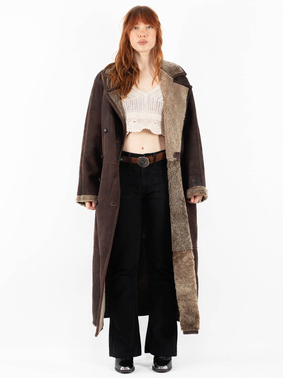 Vintage 90's Women Sheepskin Coat in BrownV9761