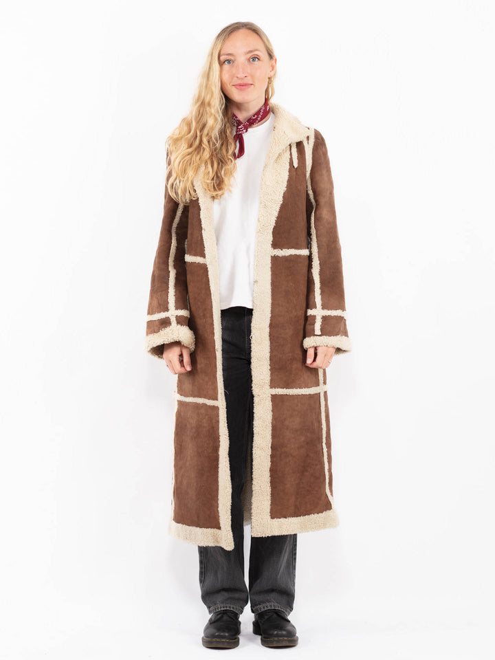 Vintage 90's Women Sheepskin Coat in BrownA0608