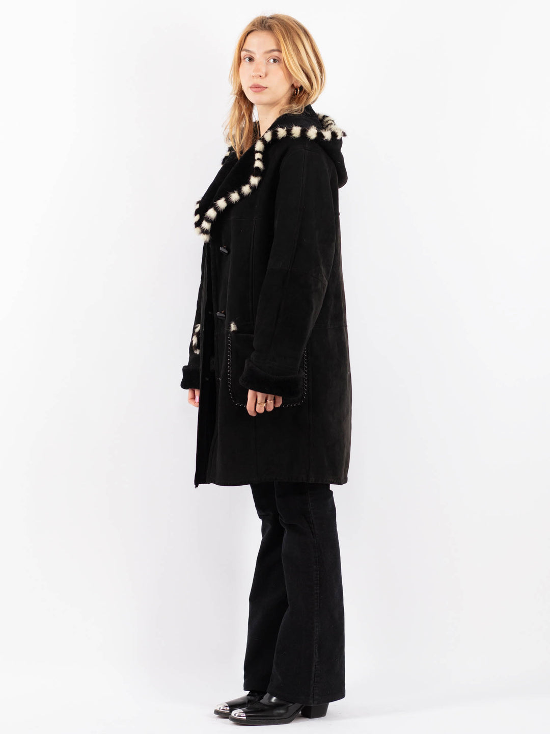 Vintage 00's Women Sheepskin Coat in BlackV9653