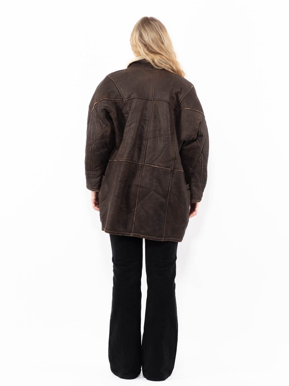 Vintage 90's Women Sheepskin Coat in BrownA0890