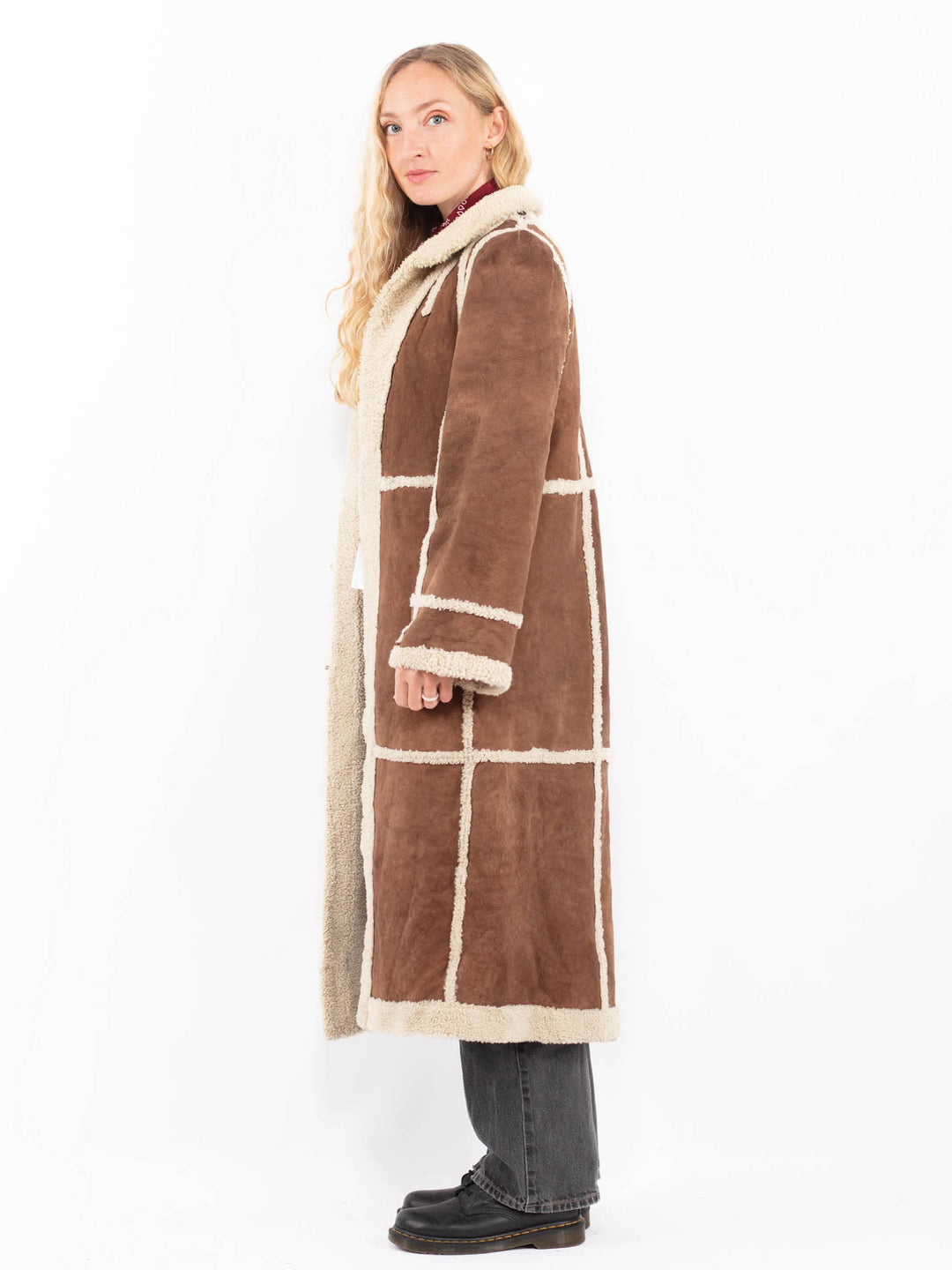 Vintage 90's Women Sheepskin Coat in BrownA0608