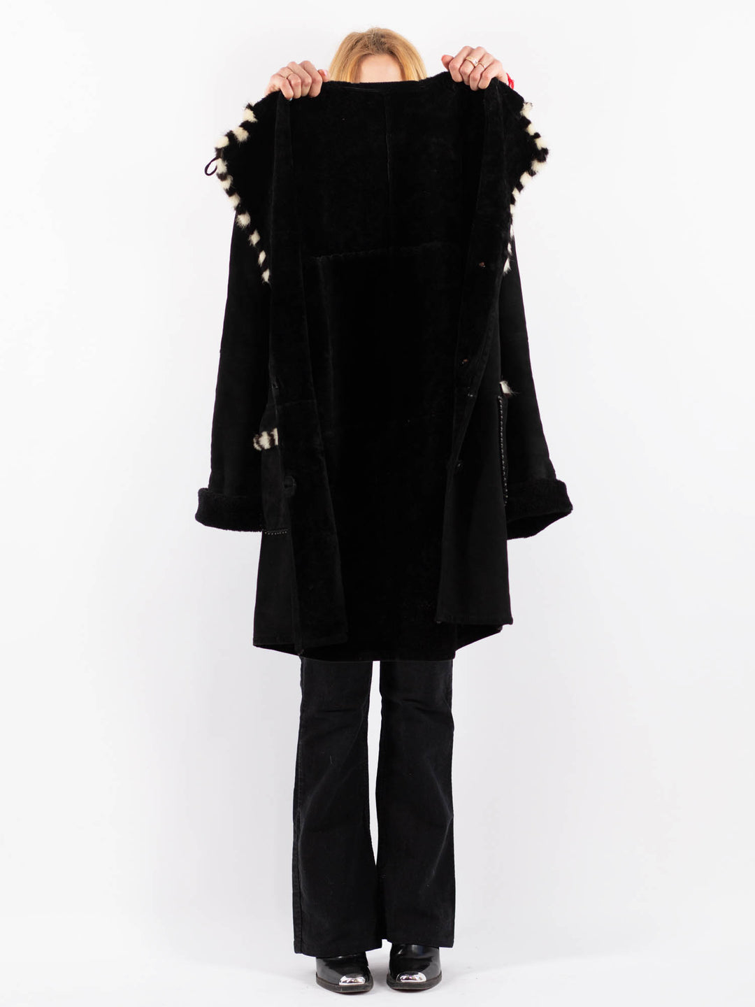 Vintage 00's Women Sheepskin Coat in BlackV9653