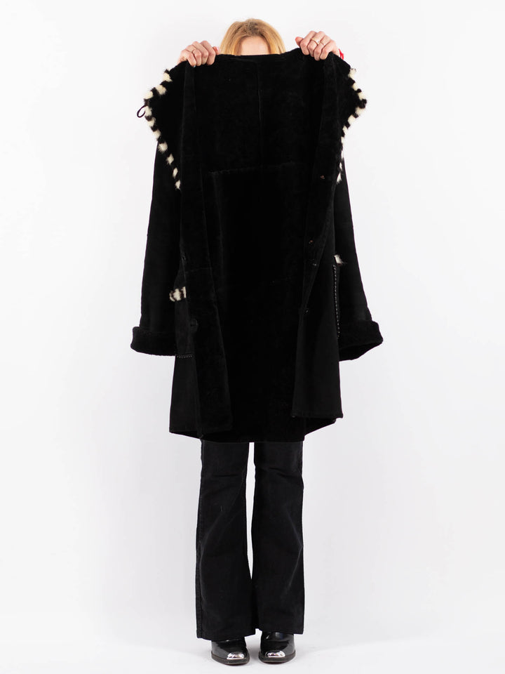 Vintage 00's Women Sheepskin Coat in BlackV9653