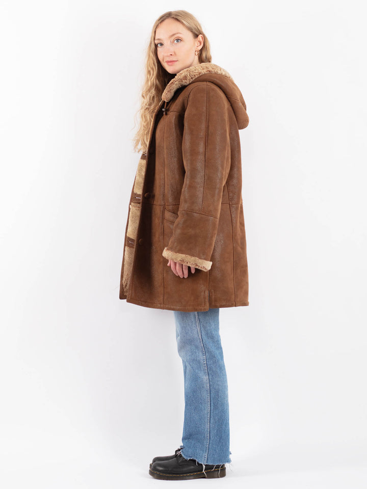 Vintage 90's Women Sheepskin Coat in BrownV9456