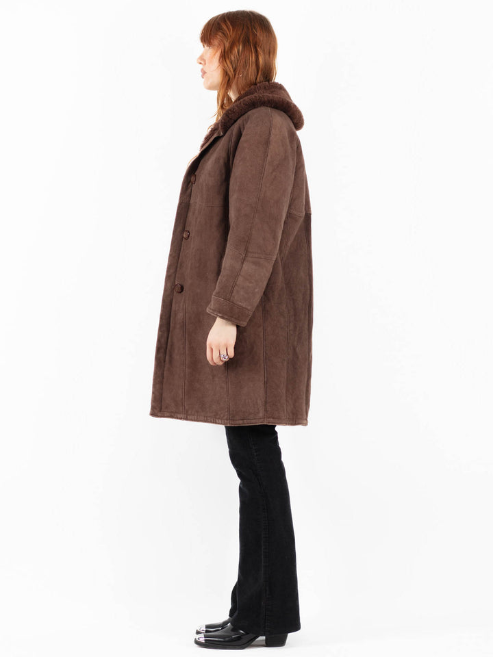Vintage 90's Women Sheepskin Coat in BrownV9762