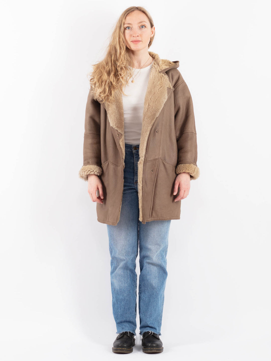 Vintage 90's Women Sheepskin in BeigeV9457