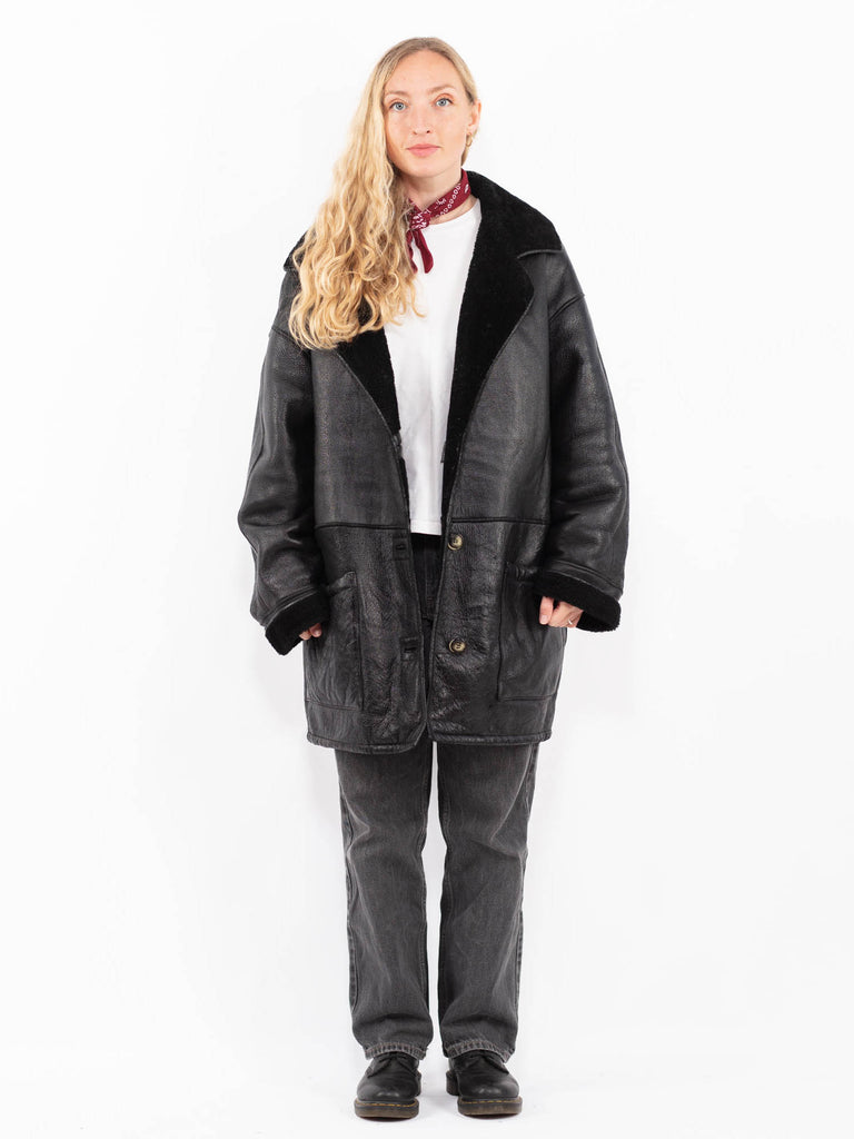 Online Vintage Store | Vintage 90's Women Sheepskin Coat in Black