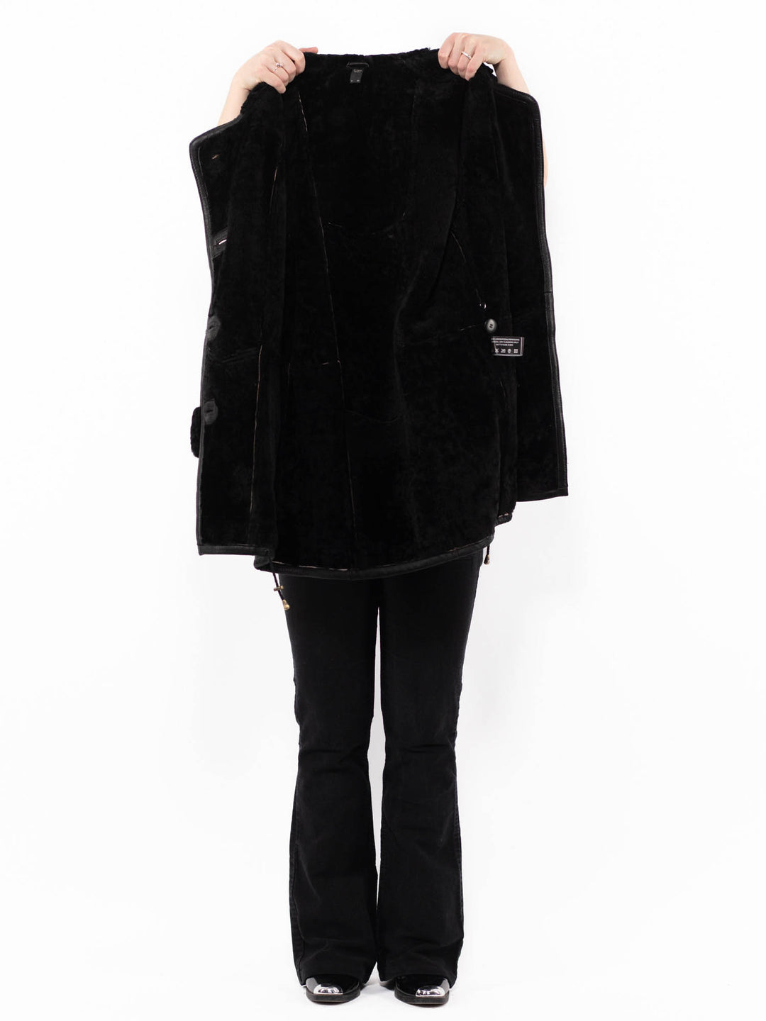 Vintage 90's Women Sheepskin Coat in BlackA0891