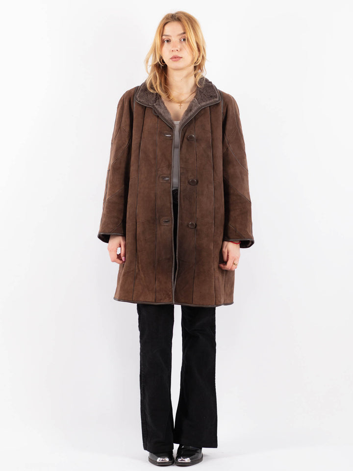 Vintage 90's Women Sheepskin Coat in BrownV9654