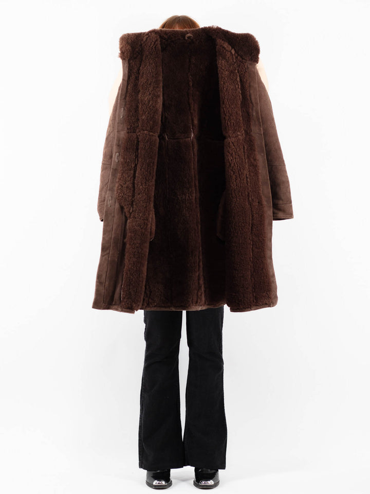 Vintage 90's Women Sheepskin Coat in BrownV9762