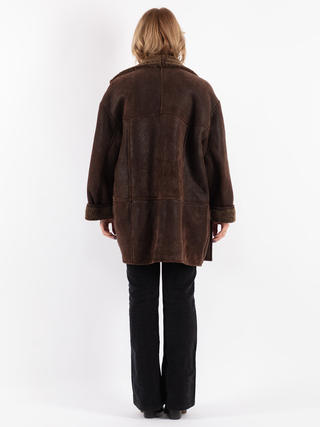 Vintage 90's Women Sheepskin Coat in Brown