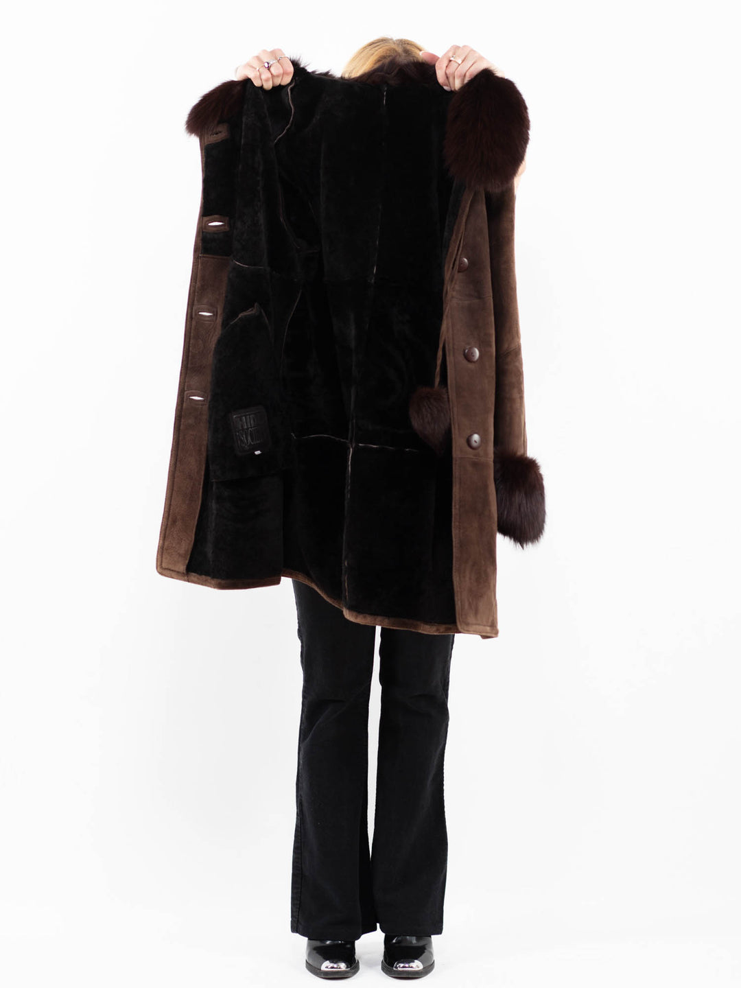 Vintage 90's Women Sheepskin Coat in BrownA0159