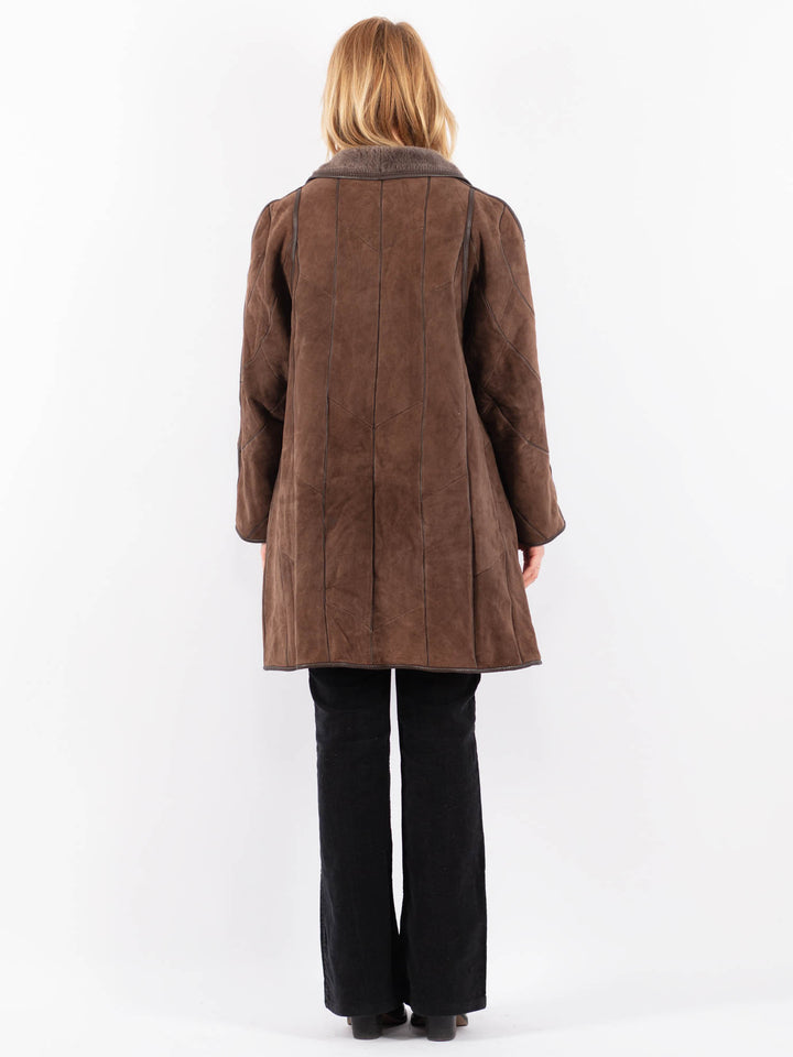 Vintage 90's Women Sheepskin Coat in BrownV9654