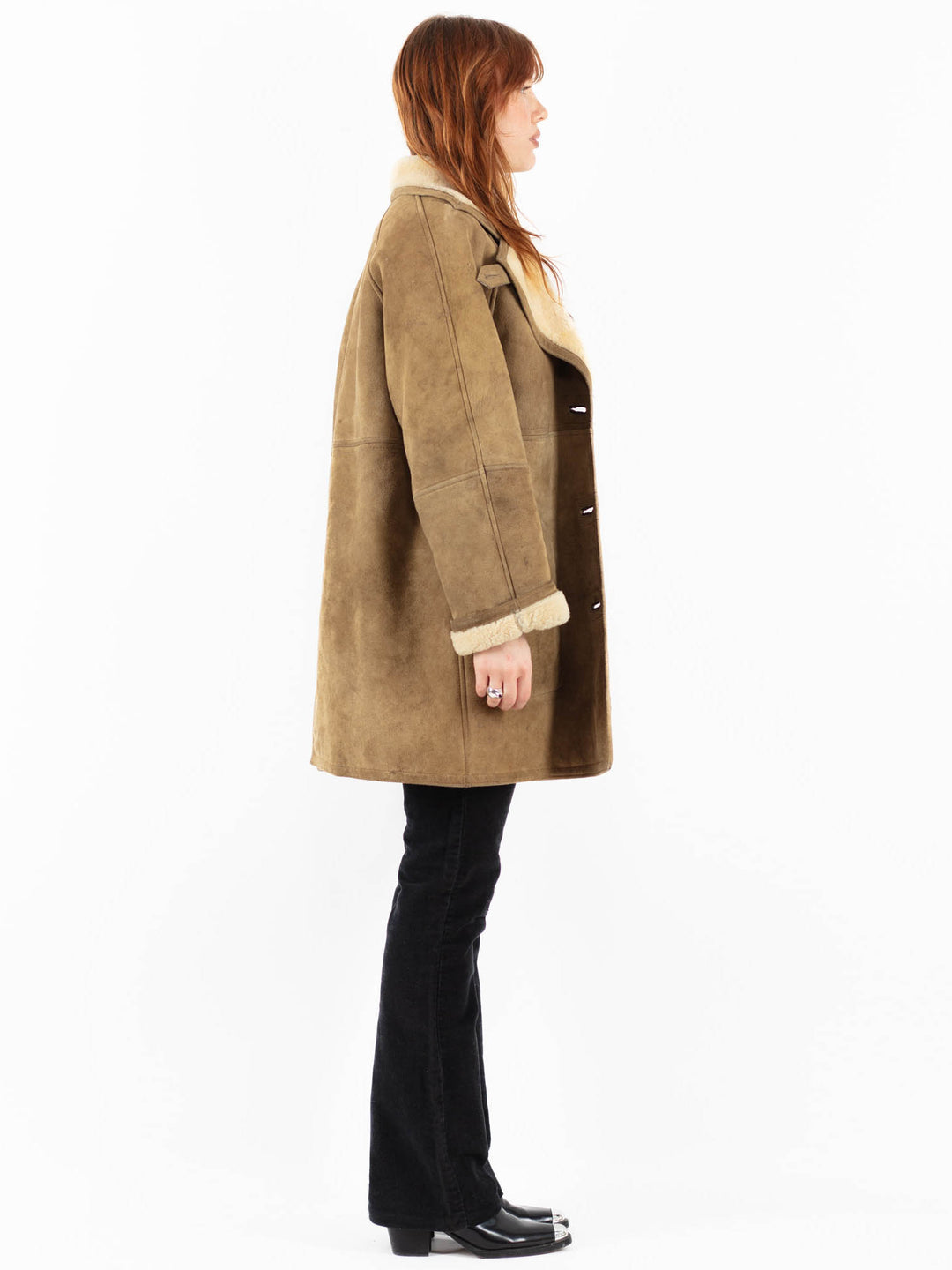 Vintage 90's Women Sheepskin Coat in BeigeV9763