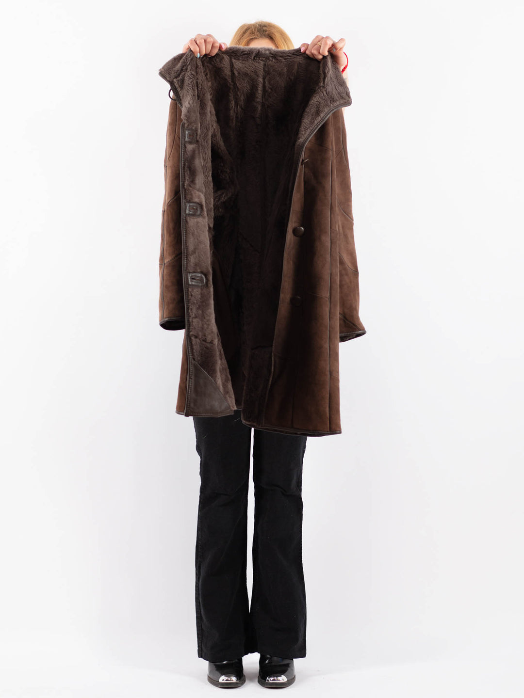 Vintage 90's Women Sheepskin Coat in BrownV9654