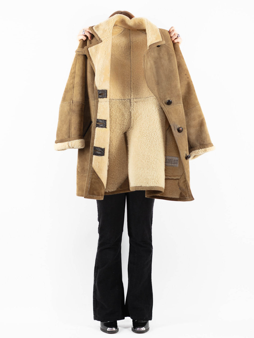 Vintage 90's Women Sheepskin Coat in BeigeV9763