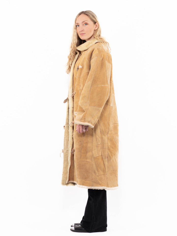 Vintage 90's Women Sheepskin Coat in BeigeA0893