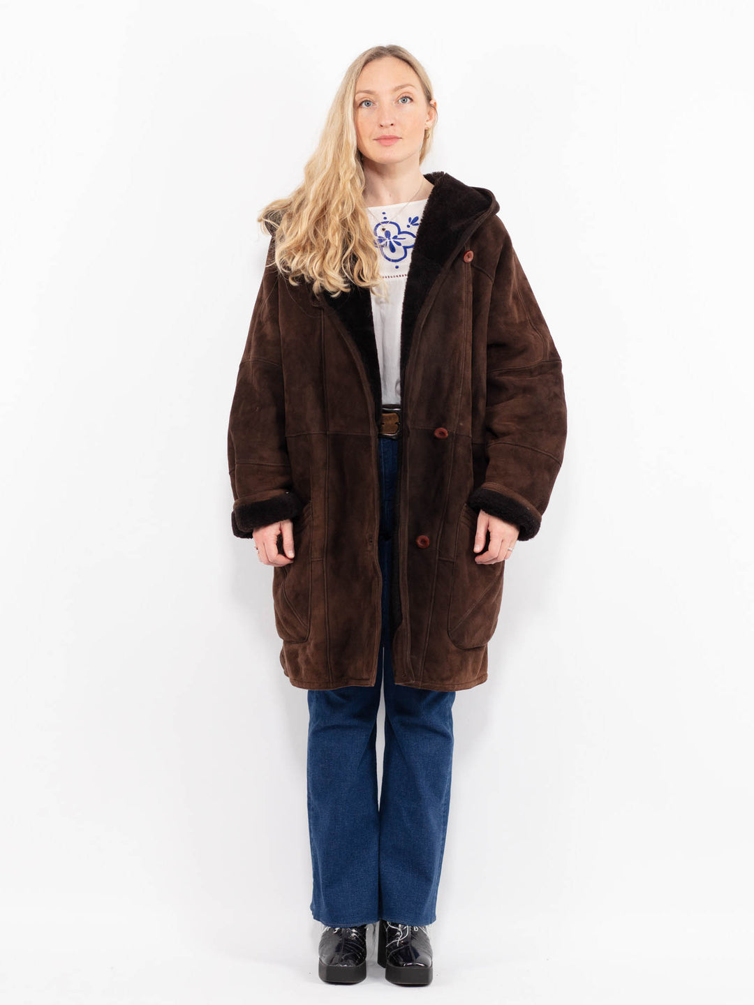 Vintage 90's Women Sheepskin Coat in BrownA0997