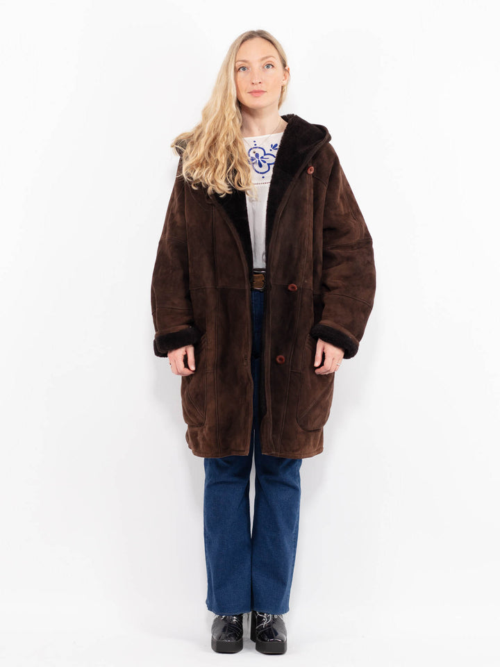 Vintage 90's Women Sheepskin Coat in BrownA0997
