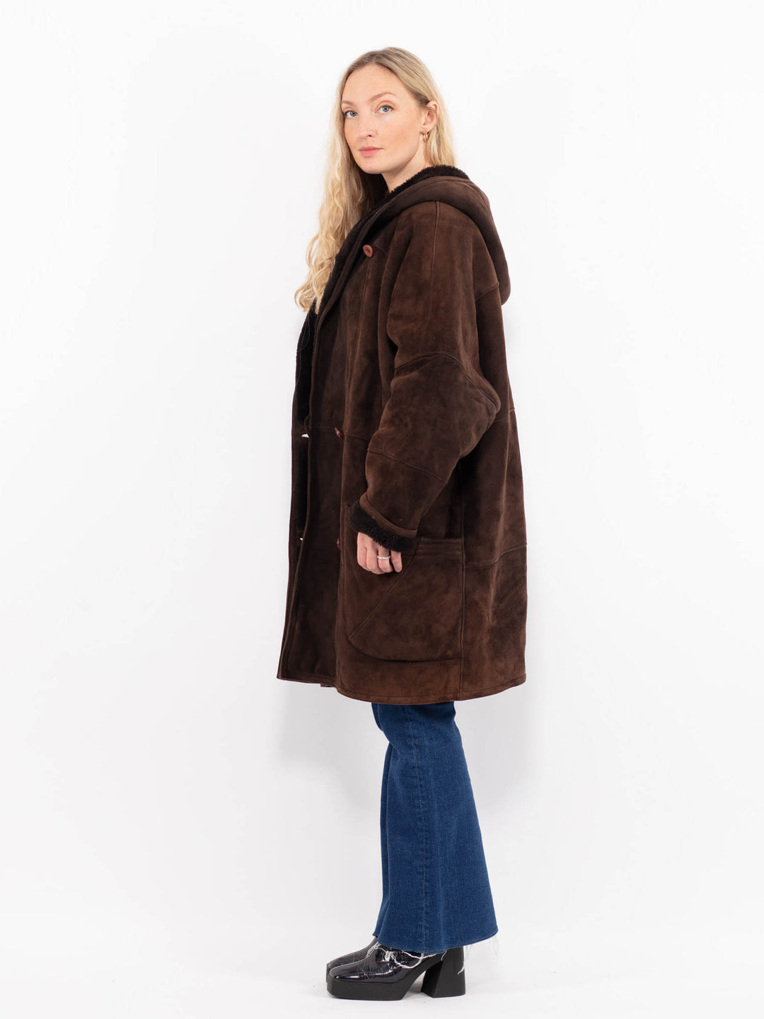Vintage 90's Women Sheepskin Coat in BrownA0997